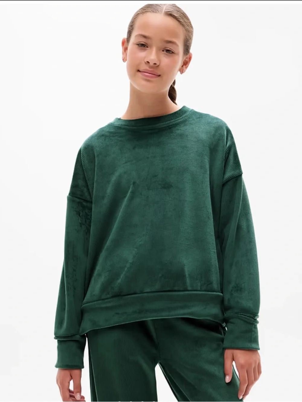 NWOT Athleta girl cozy rib crewneck in pine